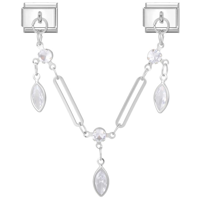 Star Butterfly Heart Zircon Round Pearls Tassel Chain Italian Charm Links Fit 9mm Bracelet Stainless Steel Women DIY Making Gift