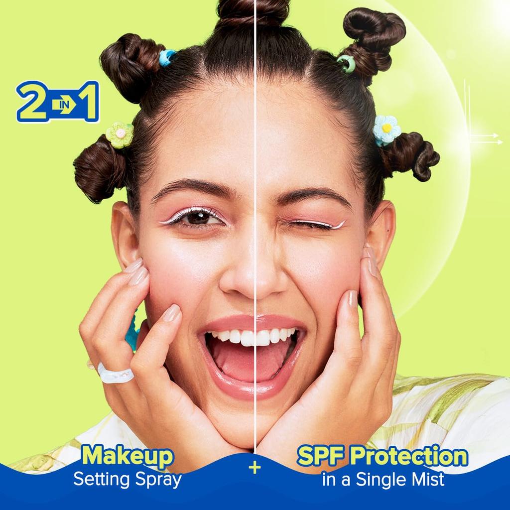 Aqualogica Bright+ Набір для макіяжу Сонячний спрей SPF 50+ PA++++ Ультратонкий Швидковисихаючий Спрей для фіксації макіяжу 80 мл