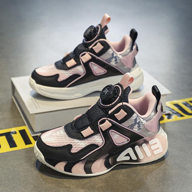 Classmate Summer Mesh Breathable Sneakers Middle-aged and Older Children 2025 Spring and Autumn Rotating Buckle Girls Pink Running Sneakers