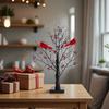 Christmas Glowing Tree Light Vintage Birch Tree LED Cardinal Little Red Bird Table Decoration for Xmas Indoor Home Decor