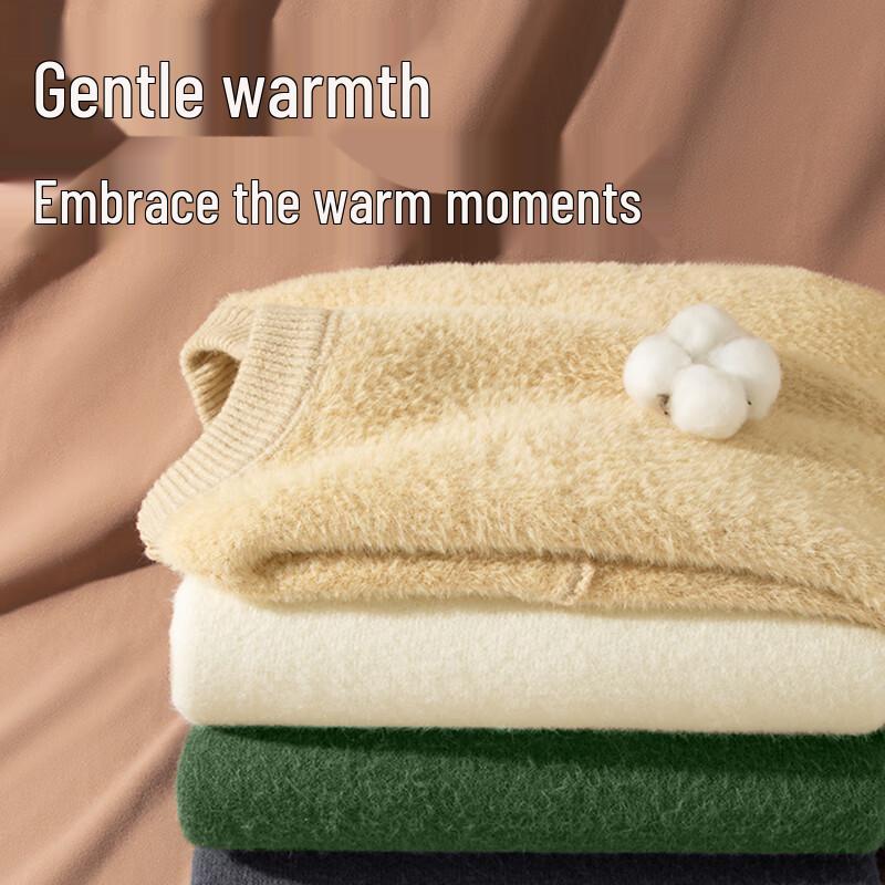 GENIOLAMODE Men's Winter Crew Neck Thermal Knit Sweater