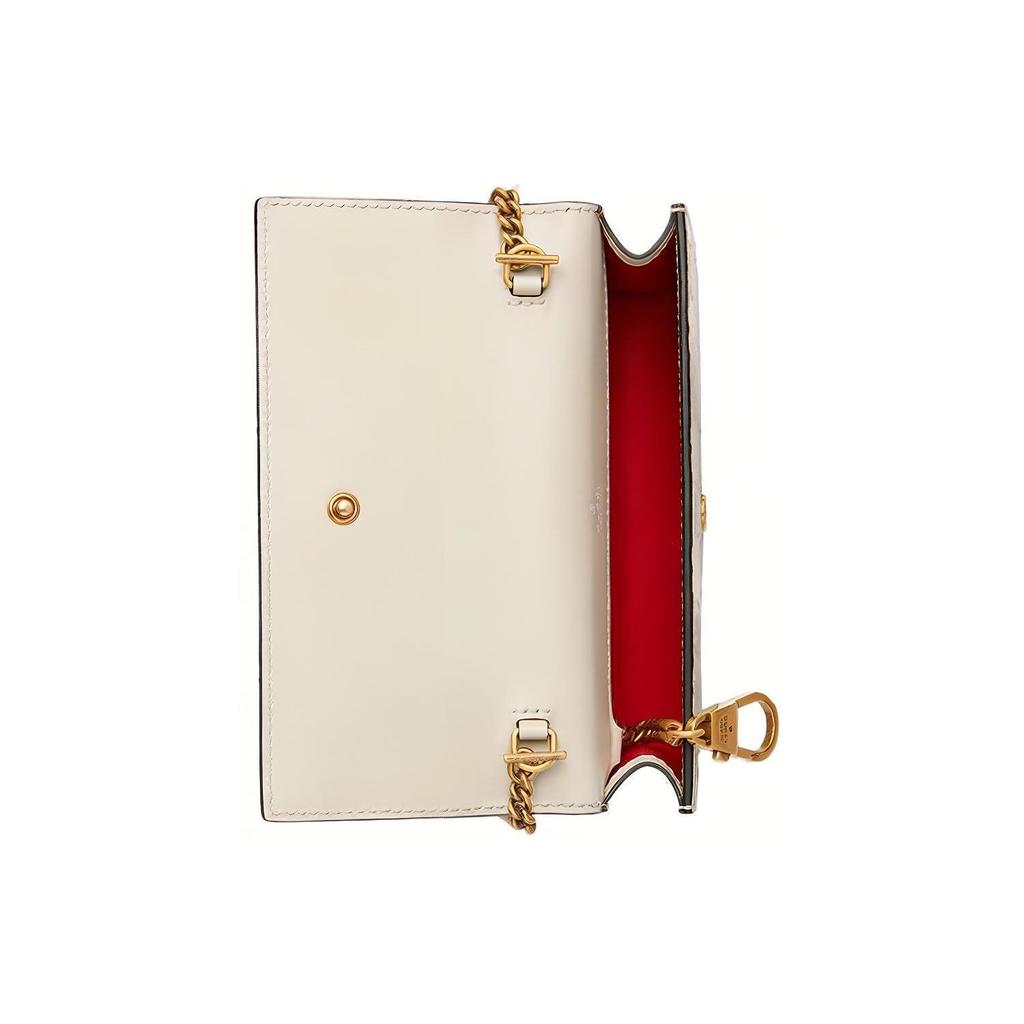 Gucci GG Marmont Chain Wallet Cherry Charm Ivory Leather 481291-0G6ET-8597