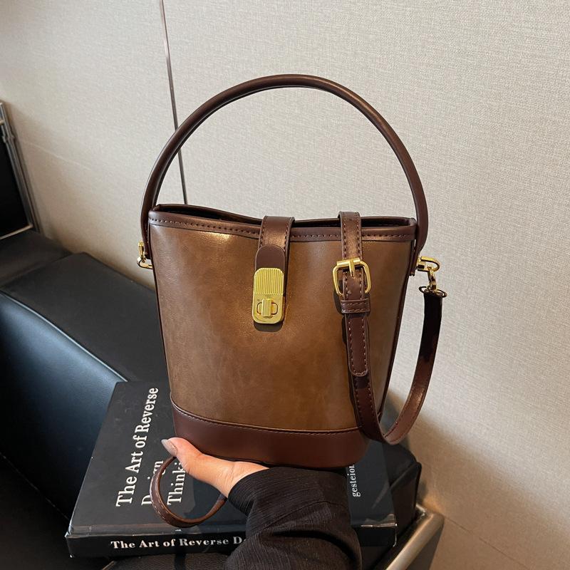 Popular small bag women's retro messenger bag casual portable bucket bag