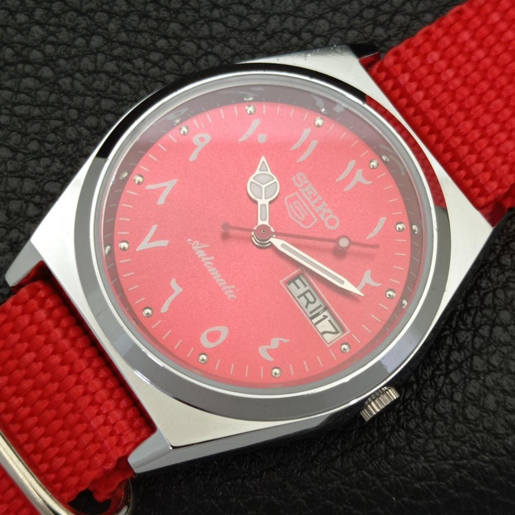 REFURBISHED SEIKO 5 AUTOMATIC 6309A VINTAGE JAPAN MENS RED DIAL WATCH a441333-5