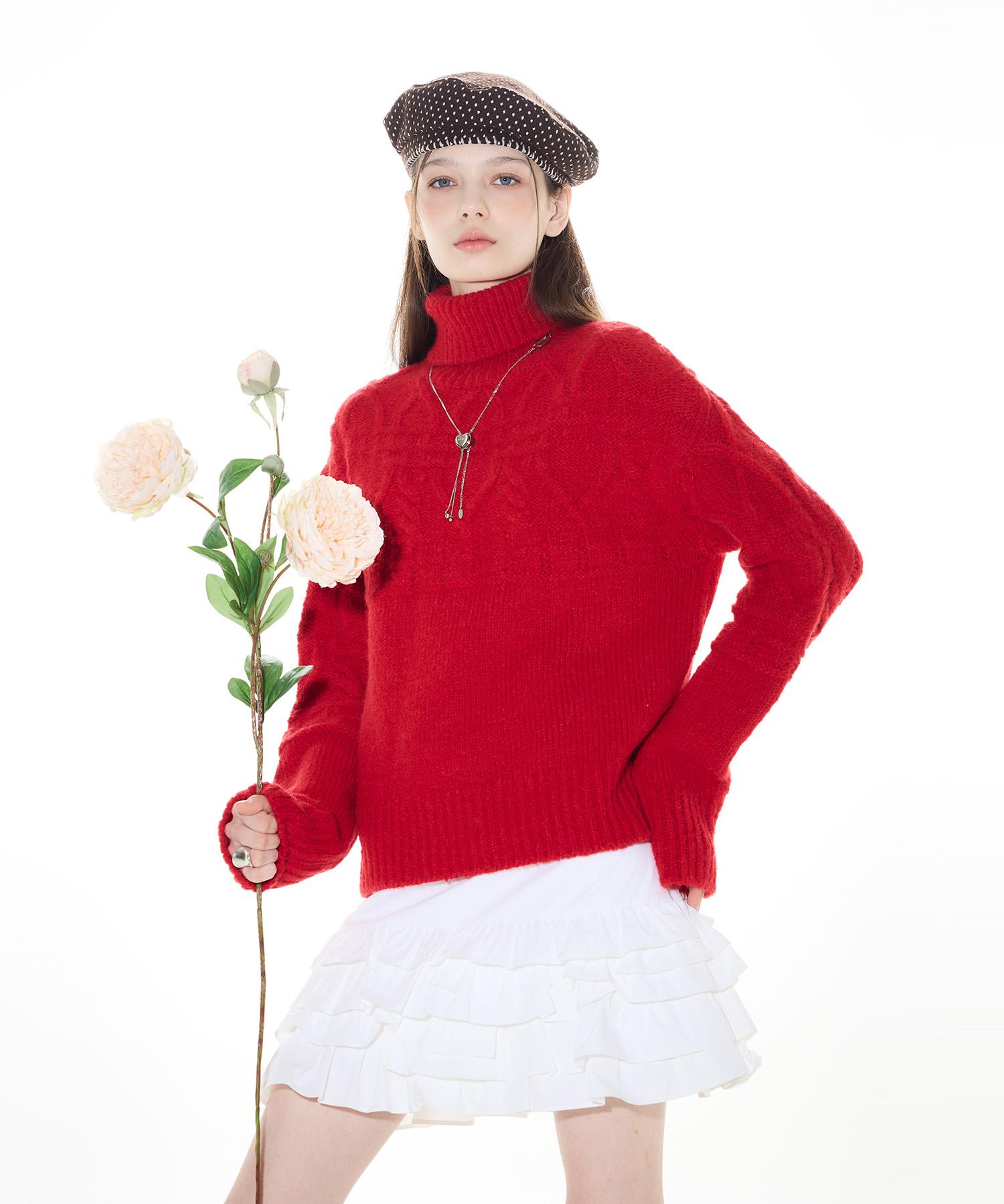 Latizen L14 Turtleneck Knit(Red) Red/Free