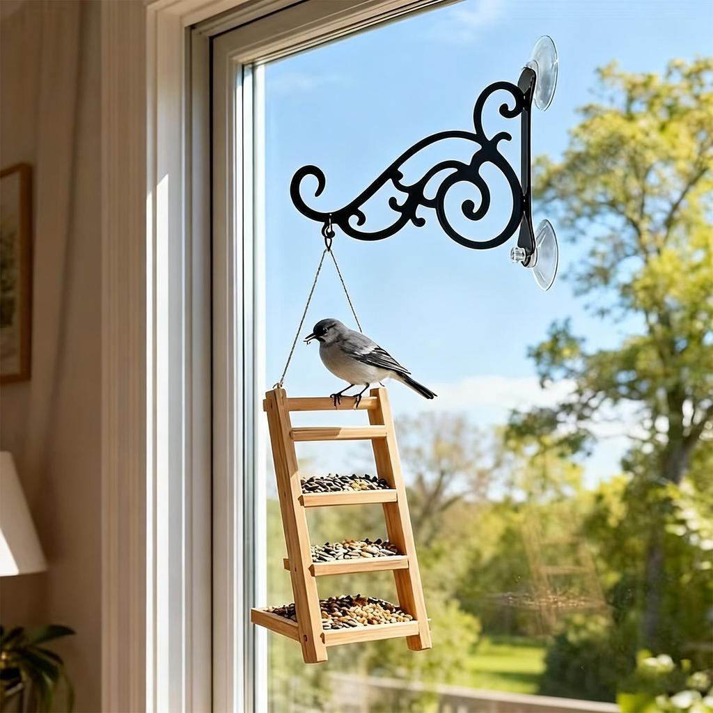 Bird Feeder Holder Strong Load-Bearing Stand With Suction Cup Window Bird Feeder Hook For Balcony Garden Deck Railing Fence