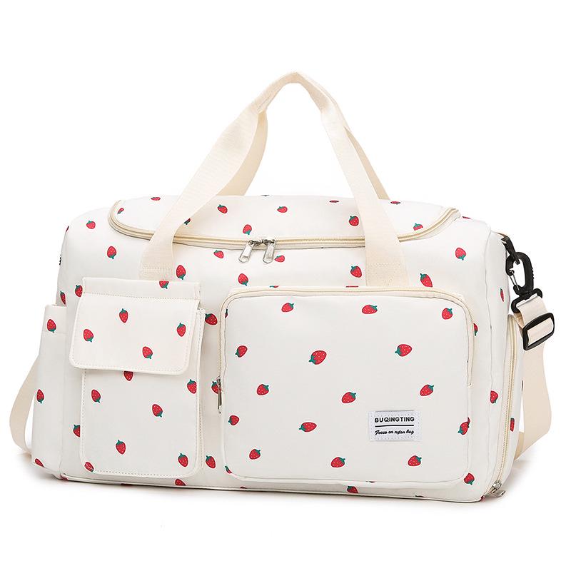 Strawberry Women's Yoga & Travel Bag - Wet/Dry Separation, Single Shoulder Handheld Storage