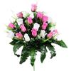 New 24 Heads Artificial Cemetery Flowers Faux Fake Silk Red Blue White Roses Bouquet Grave Decorations for Headstones