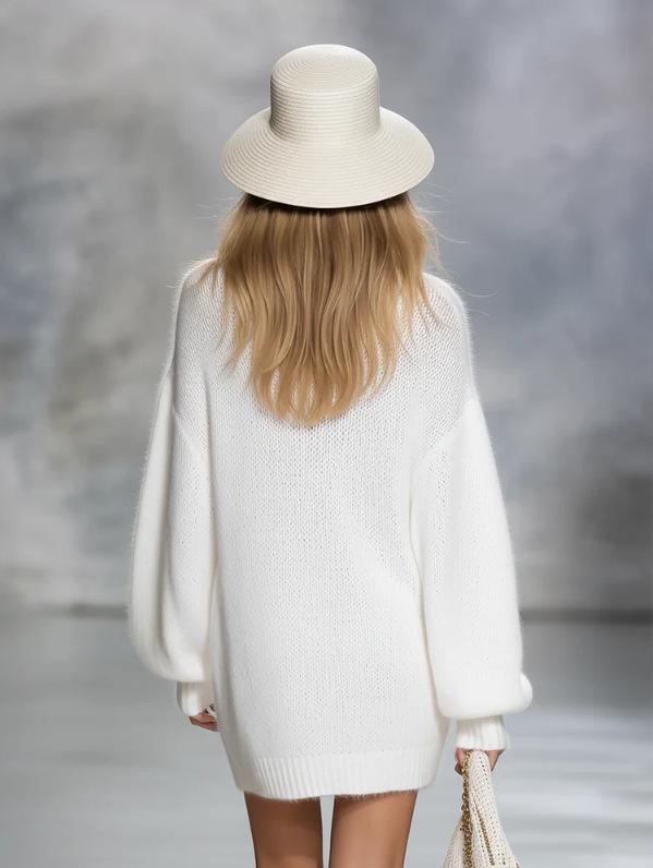 European and American Casual Elegant V-Neck Solid Knit Sweater Mini Skirt (2026 Edition)