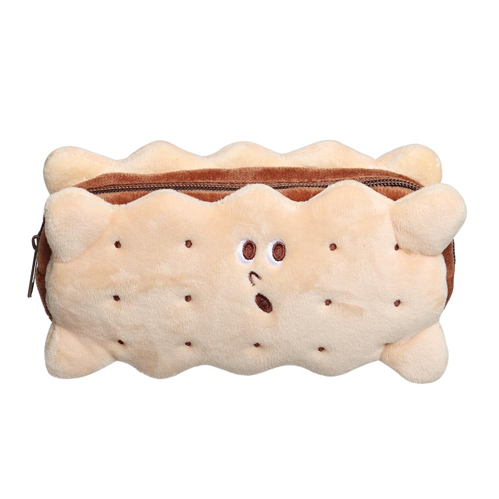 High Capacity Sandwich Style Biscuit Shape Stationery Bag Pencil Case Pen Storage Student Supplies