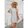 YYFS Women's Fashion Summer Spring Solid Color Print Short Sleeve O-Neck Loose Waistline Casual Dresses