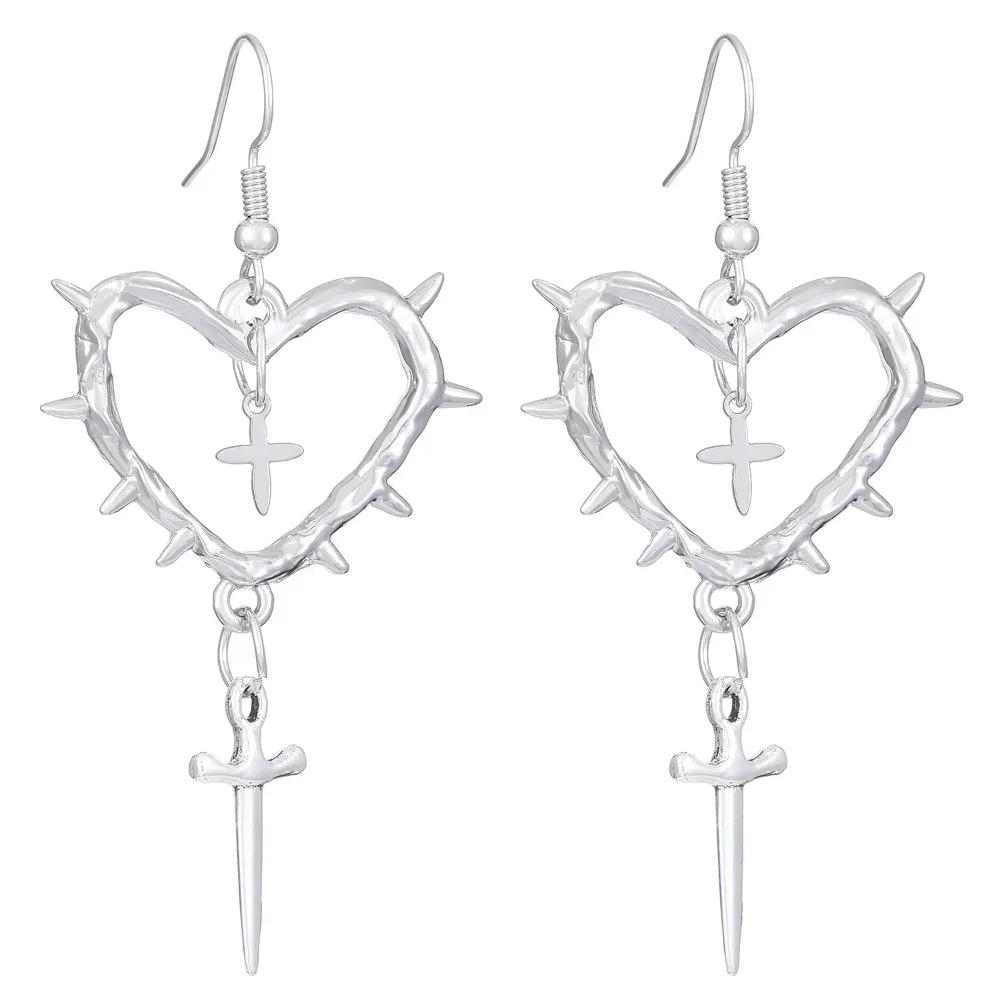 Fashion Trend Cross Black Heart Shaped Pendant Earrings Set Fashion Luxury Quality Jewelry Birthday Gift