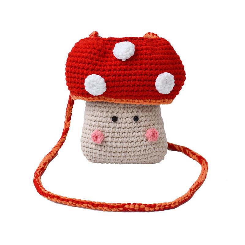 Knit Mushroom Handbag For Women With Soft Wool Material And Stylish Woven Design