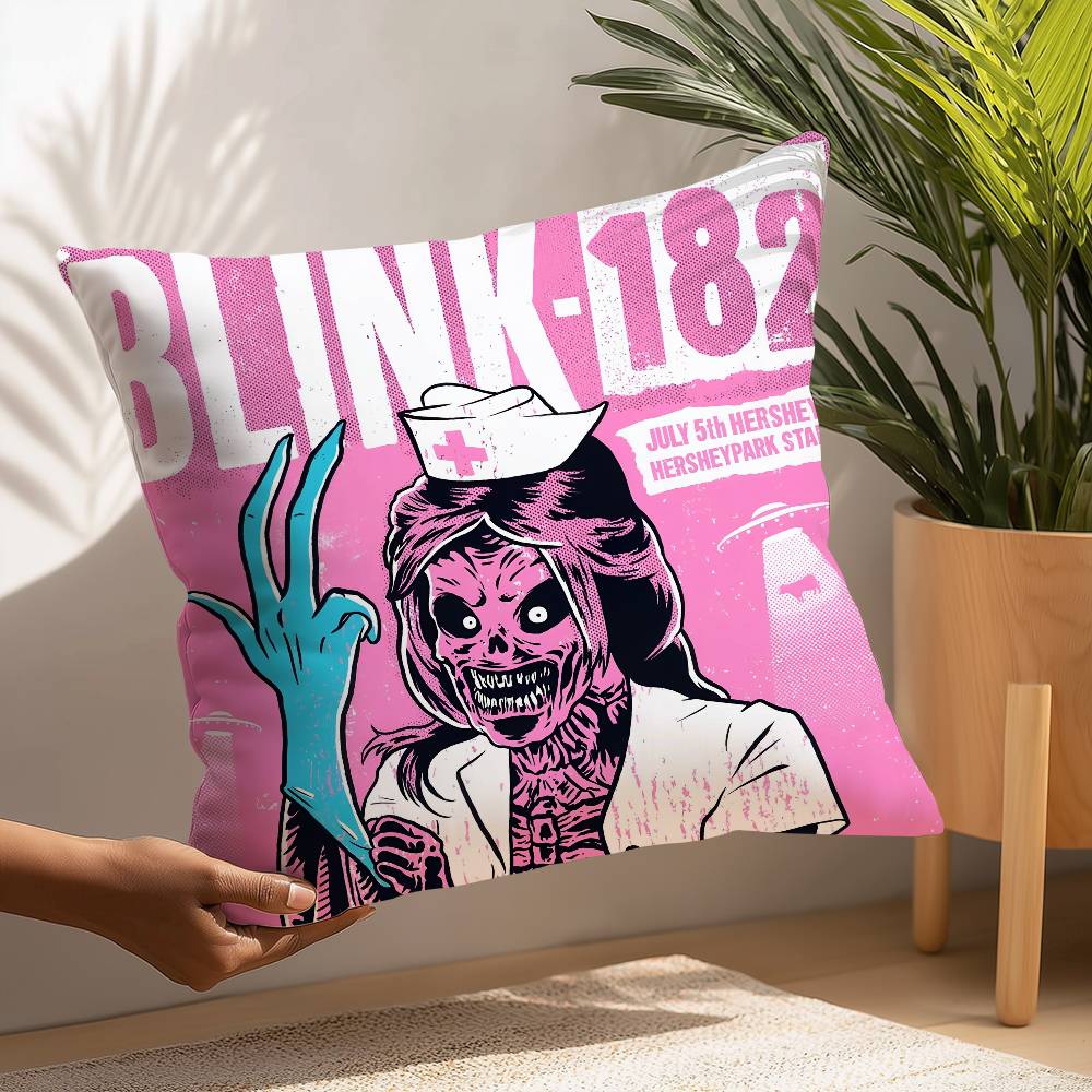 Punkband B-Blink-182 Kissenbezug Quadratisch Doppelseitiger Druck Kissenhülle Für Sofa Heim Schlafzimmer Dekoration Geschenk