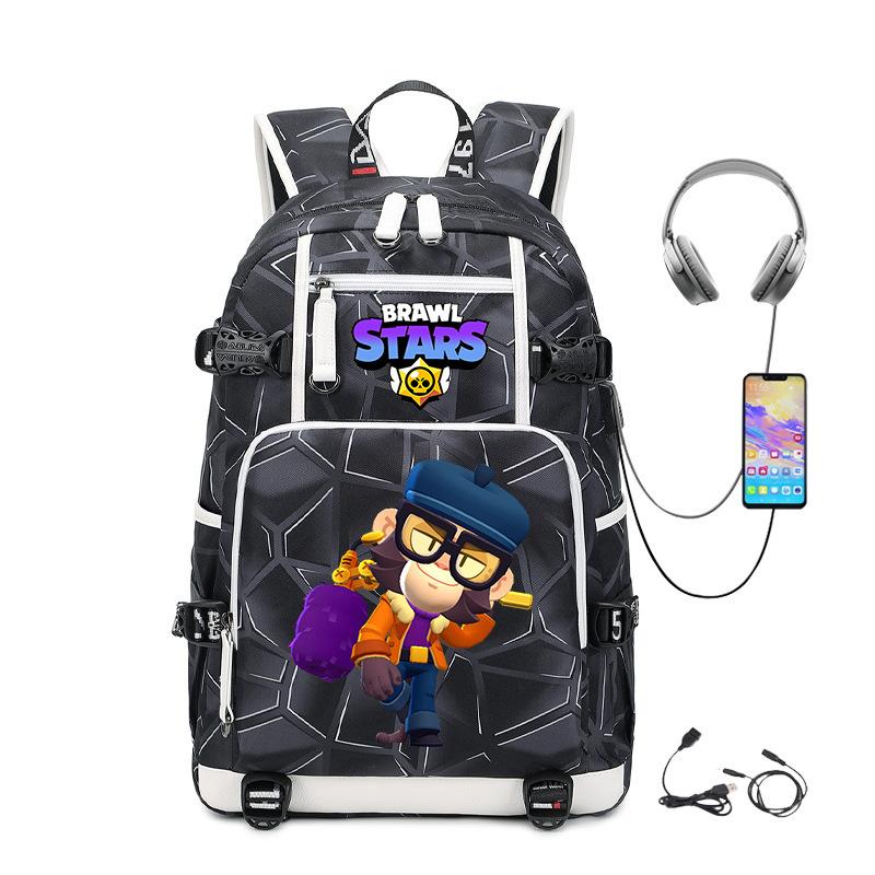 Mochila Periférica Brawl Stars Com Usb Mochila de Estudante para Viagem ao Ar Livre Mochila de Montanhismo de Grande Capacidade