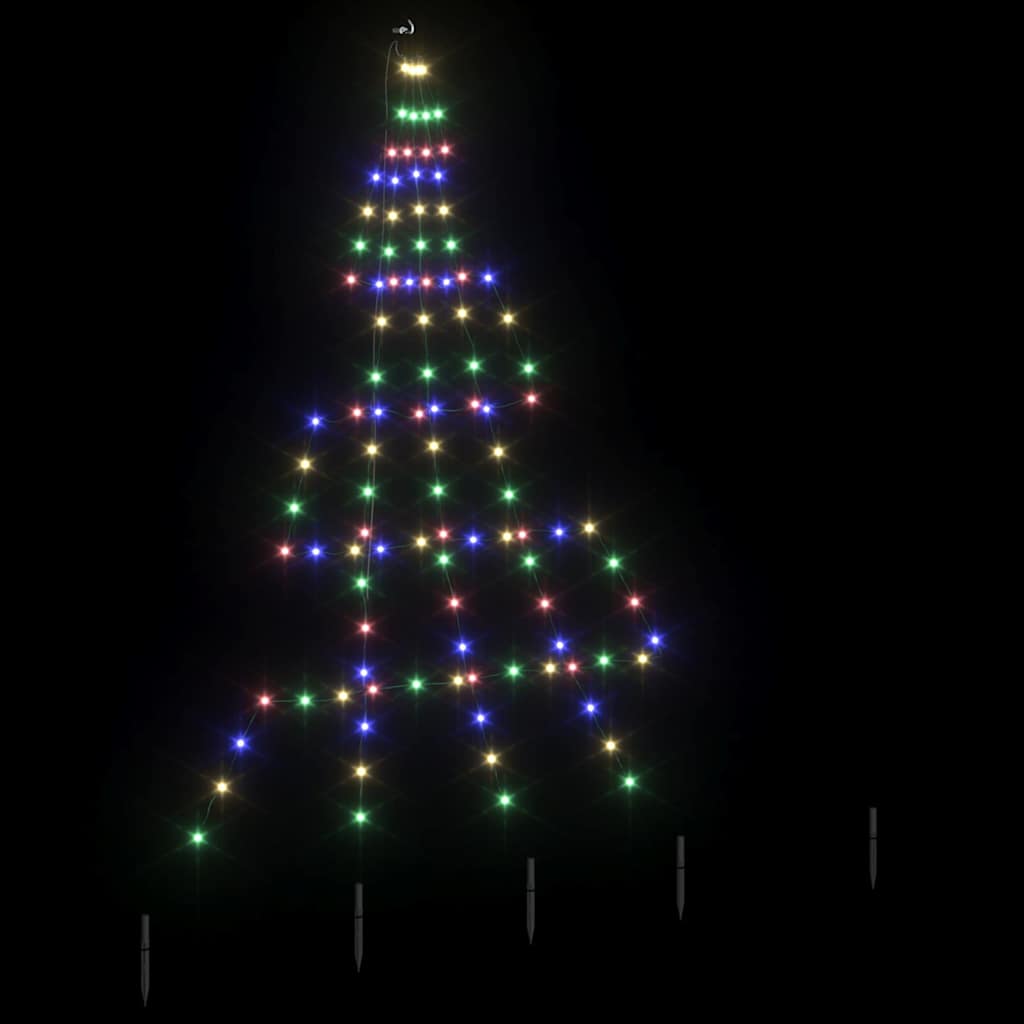 LED Christmas Tree with Ground Spikes Multicolored 182 cm Metal