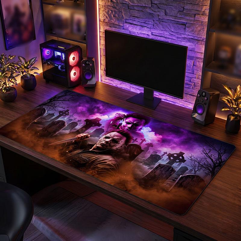 Big Mouse PadHalloween Michael Myers Extended Soft Desk Mat Gaming Office Computer Table Decor Mat