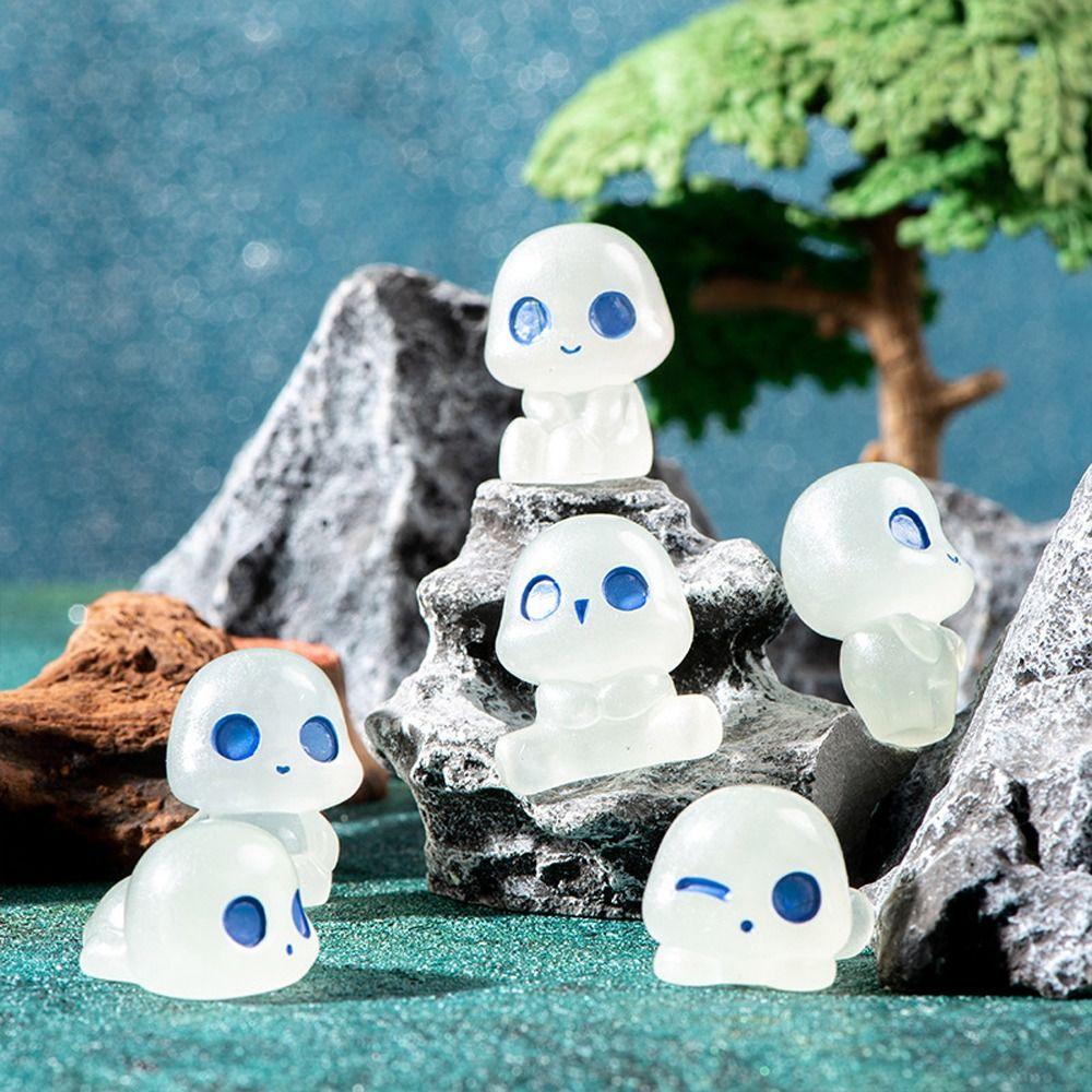 

10pcs Cute Cartoon Alien Ornaments Glow in Dark Micro Landscape Decoration Outdoor Garden