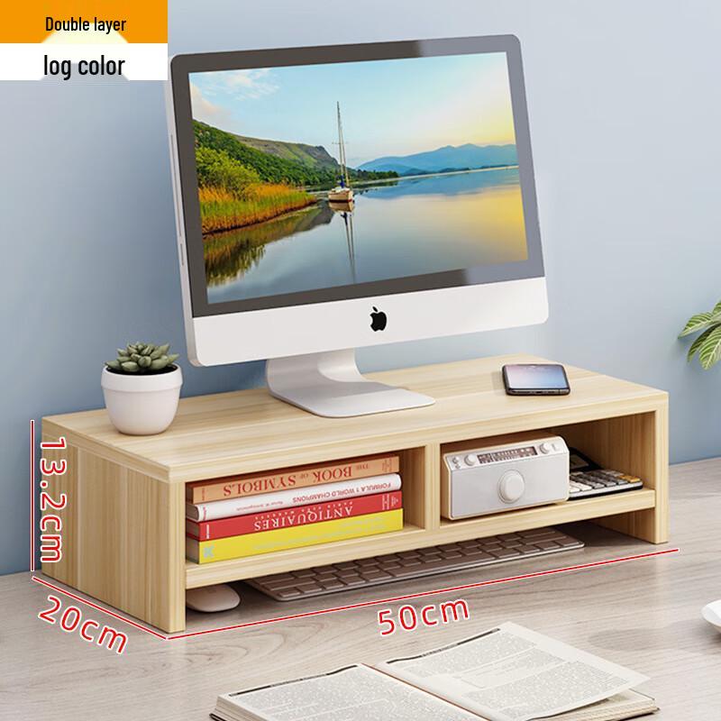 Dual-Layer Desktop Monitor Stand with Storage