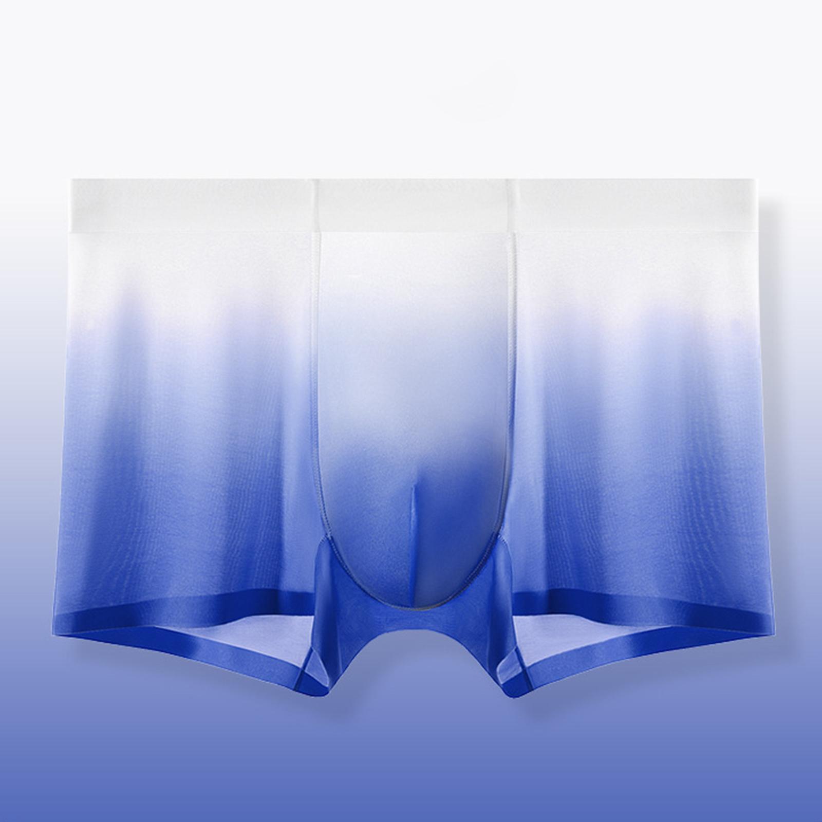 Men s Underwear Gradient Color Cool Ultra-thin Wearing With Four Cornered Shorts XXL синий