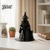 Mystical Witch Figure Statue Halloween Cat 3D Figurine Black And Printed Reading Table Decor Collectible Gothic Sculpture for Home