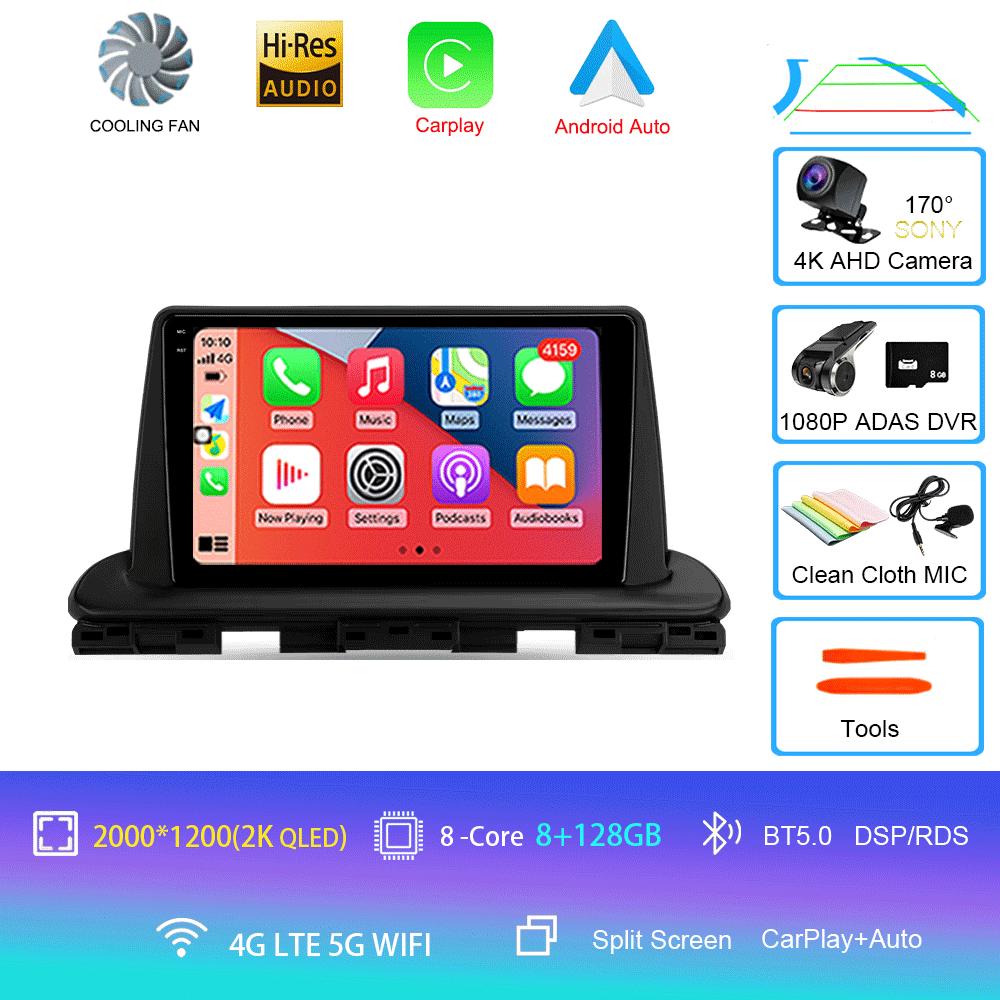 Car Radio Android 14 Carplay Auto 2K Screen BT Multimedia Player For Kia Cerato 4 IV 2018 - 2021 Autoradio Stereo 2din Head Unit