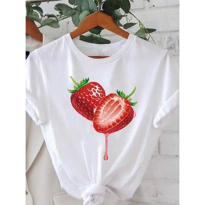 European Size Graphic Print T-shirt, Short Sleeve Crew Neck Casual Top for Summer & Spring, Women's Clothing