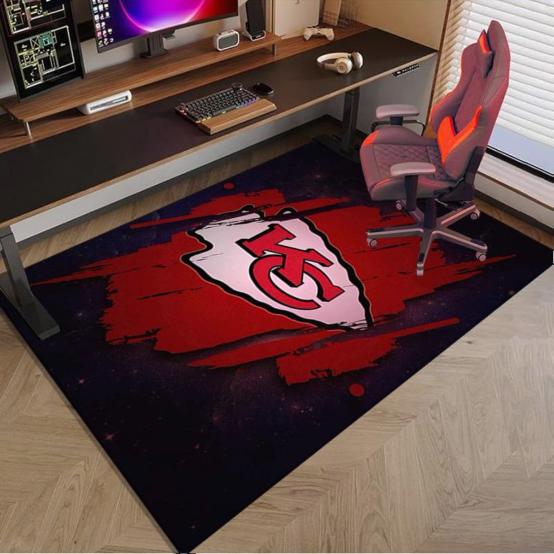 Stadt Chiefs Emblem Bedruckter Teppich für Büro, Stuhlunterlage, Dekorativer Teppich Bodenmatte, Große Größe Fan Geschenke Weihnachtsgeschenke