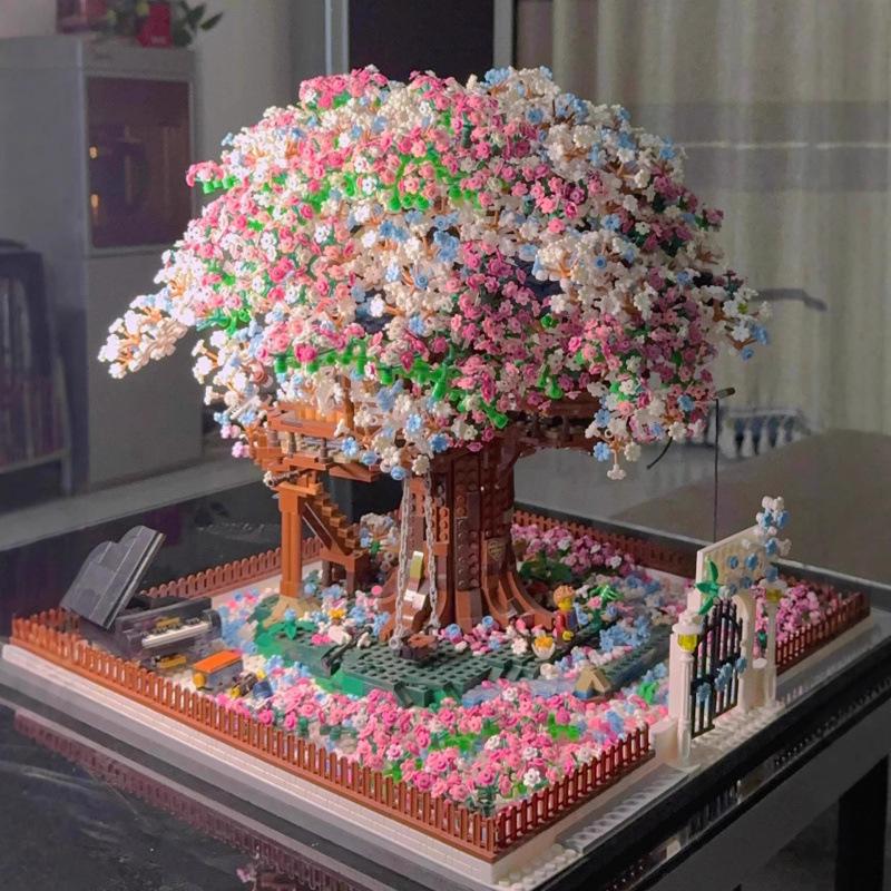 Cherry Blossom Treehouse Building Blocks - High Difficulty Princess Series for Girls' Birthdays.