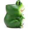 BRABUD Cute Frog Pen Holder Resin White Animal Toothbrush Lipstick Holder for Home Bedroom Study Room Office Desk Decoration 5.1''(H) TQGJBS264