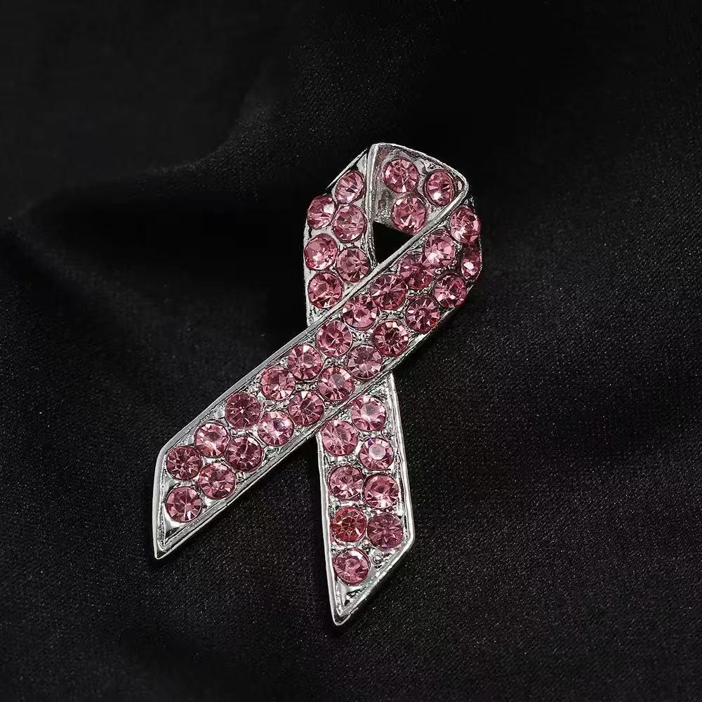 Pink Ribbon Alloy Brooch: Minimalist Women's Welfare Accessory