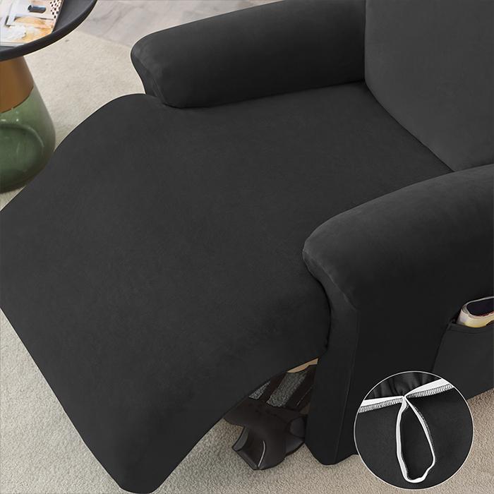 Cover For Relax Armchair With Extendable Footrest (4 Parts), Velvet, Black