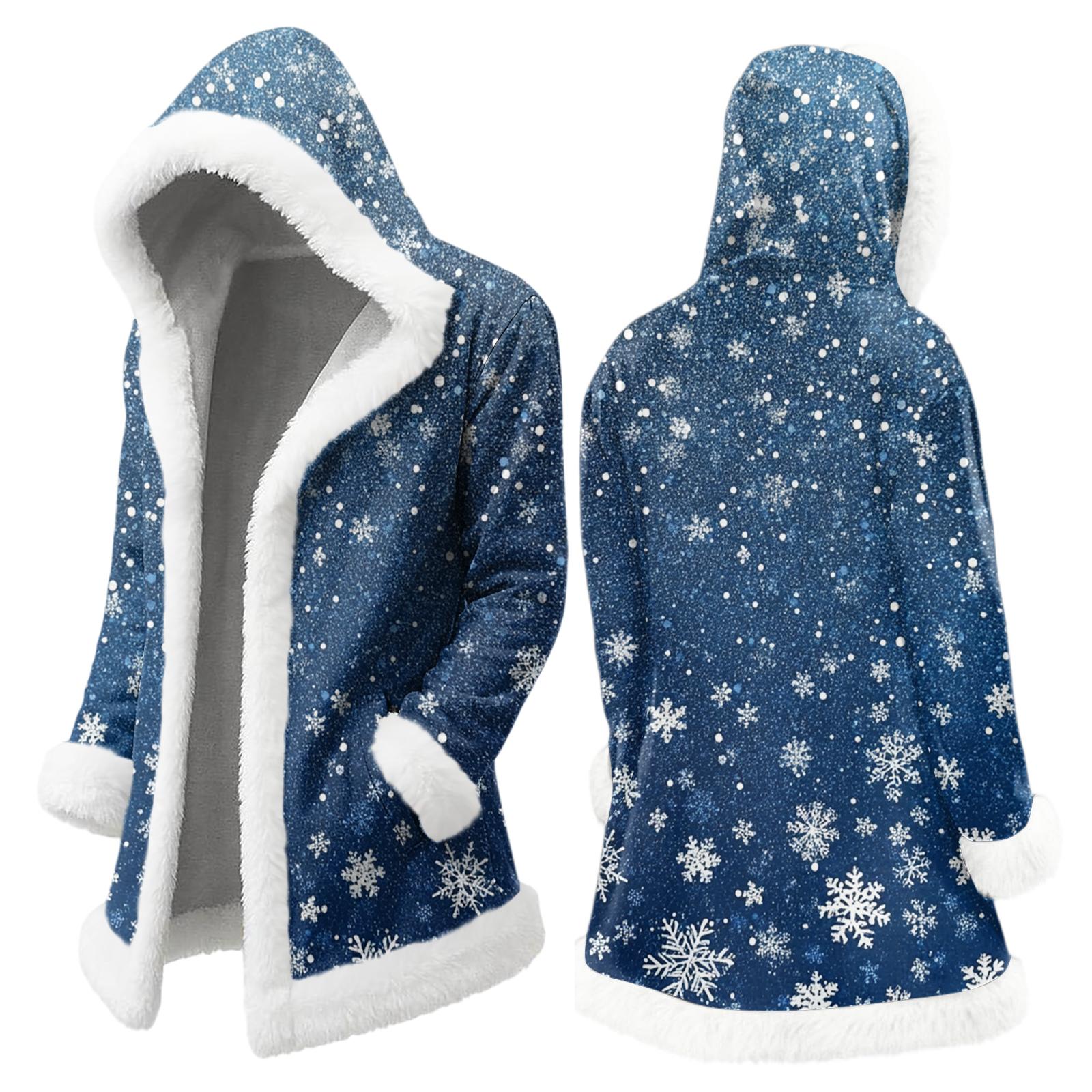 

Мужской рождественский длинный кардиган с капюшоном и карманами, теплая куртка XXXXL