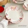 Instagram Cherry Plate Home Vegetable Plate Breakfast Plate High Beauty Dessert Cute Ceramic Tableware Flat Dish Set Decoration