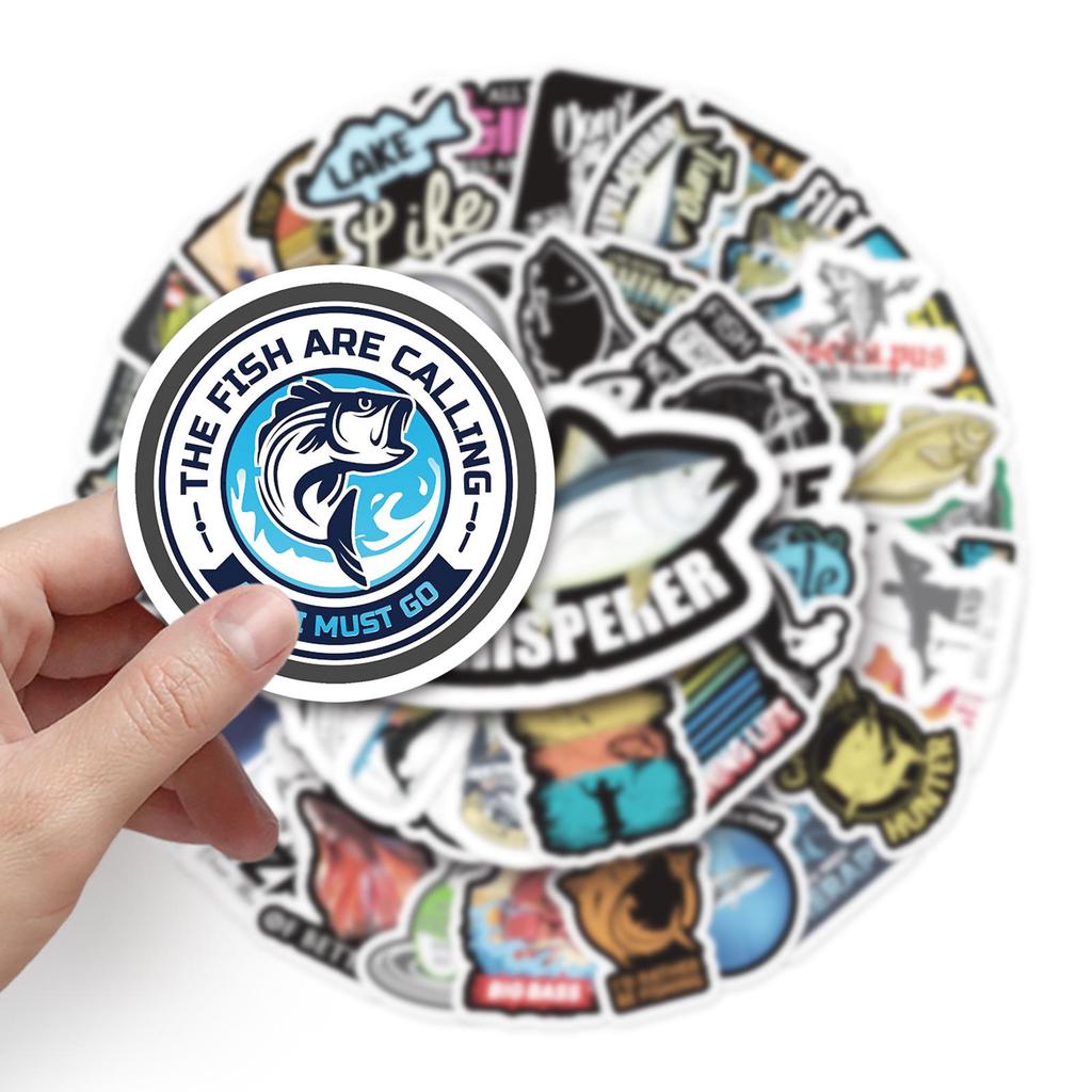 52 Cartoon Fishing Trolley Stickers: Unique, Non-Repeating Designs for Personalized Gear Decoration