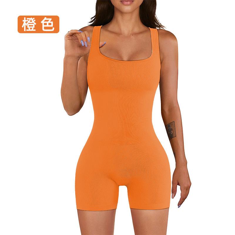JYL Ribbed Sports Jumpsuit Hip Lifting Quick Dry Running Bodysuit