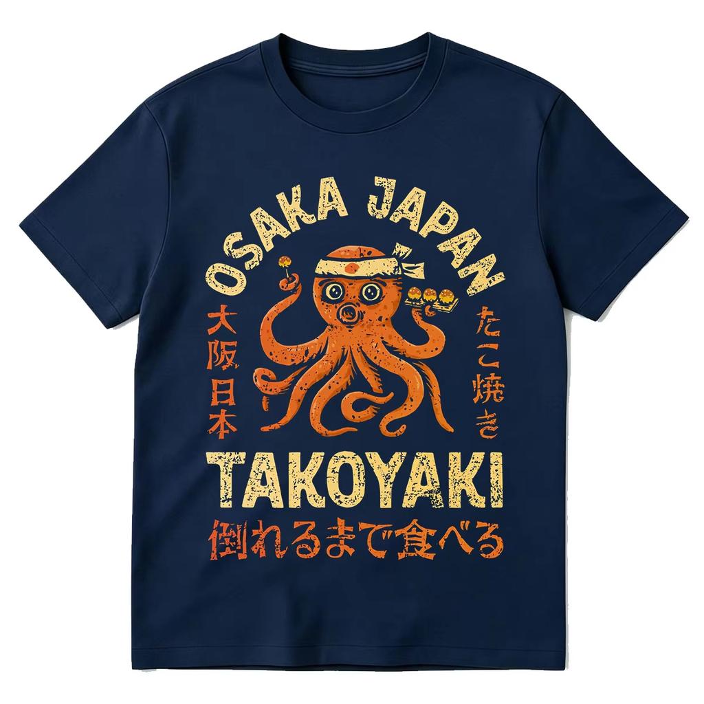 Osaka Dotonbori Drunken Octopus Takoyaki Funny T Shirts Unisex Unisex Retro Japanese Style Oversized Cotton TShirts Tops Streetwear