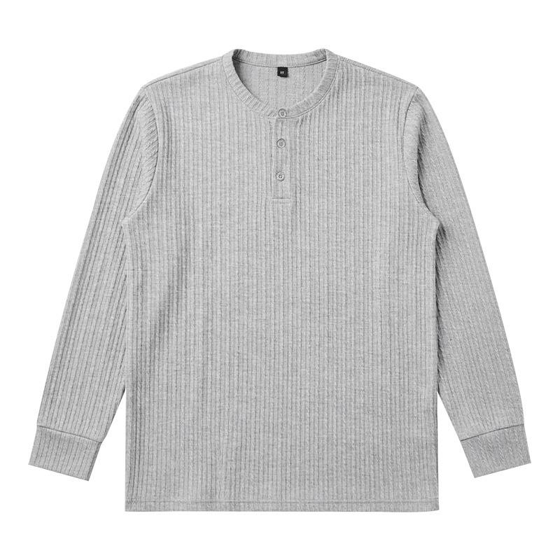 Herren Langarm Henley Shirt, Zopfmuster Gerippt Gestrickt Knopfleiste Lässig Rundhals Tägliches Herbst Winter Oberteil