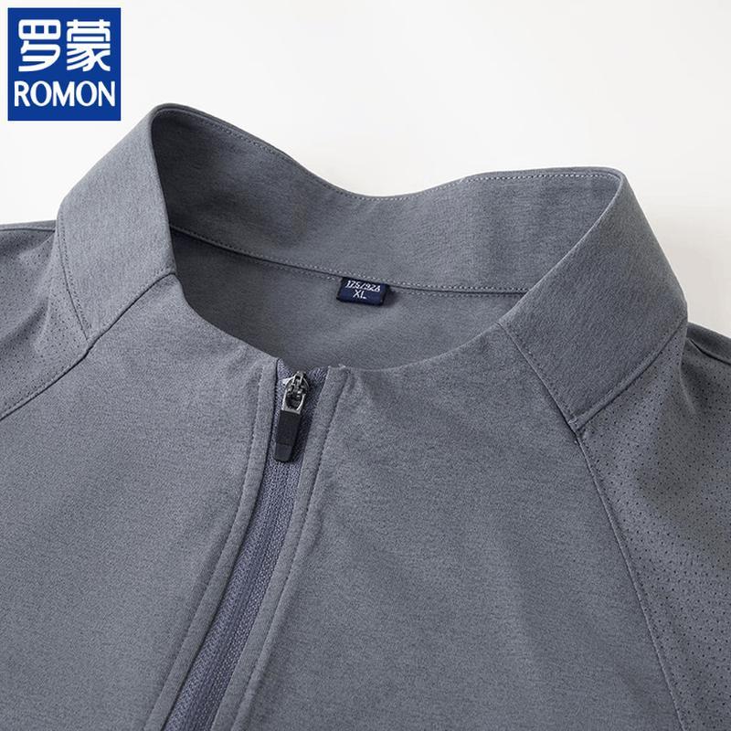 ROMON Men's Breathable Half-Zip Short Sleeve T-Shirt