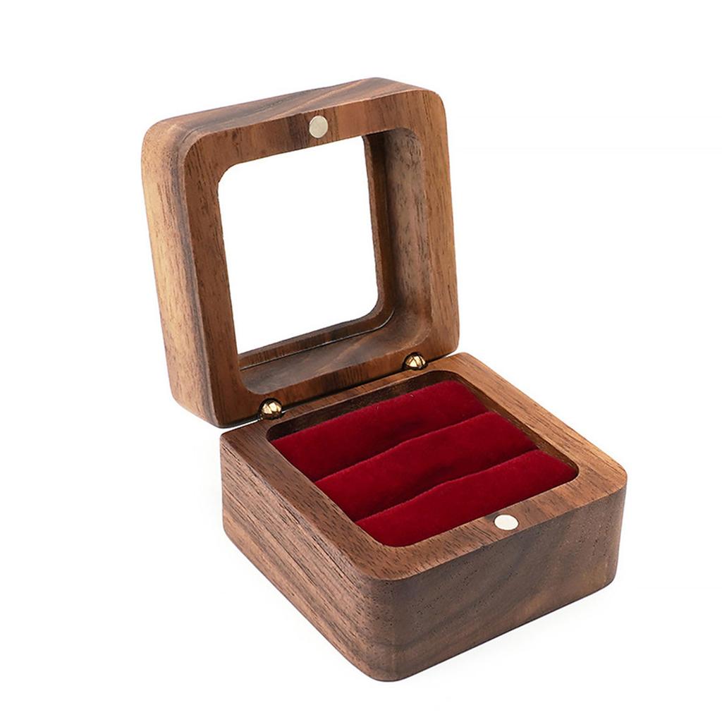 Portable Wood Jewelry Box for Rings Handcrafted Wood Jewelry Storage Box Stand Holder for Rings and Jewelry Display