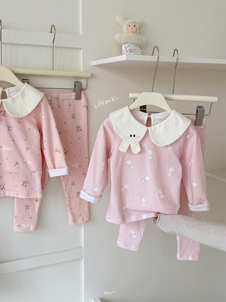 Children's Early Spring Pajama Set 2026: Girls' Lycra Cotton Cartoon Homewear.
