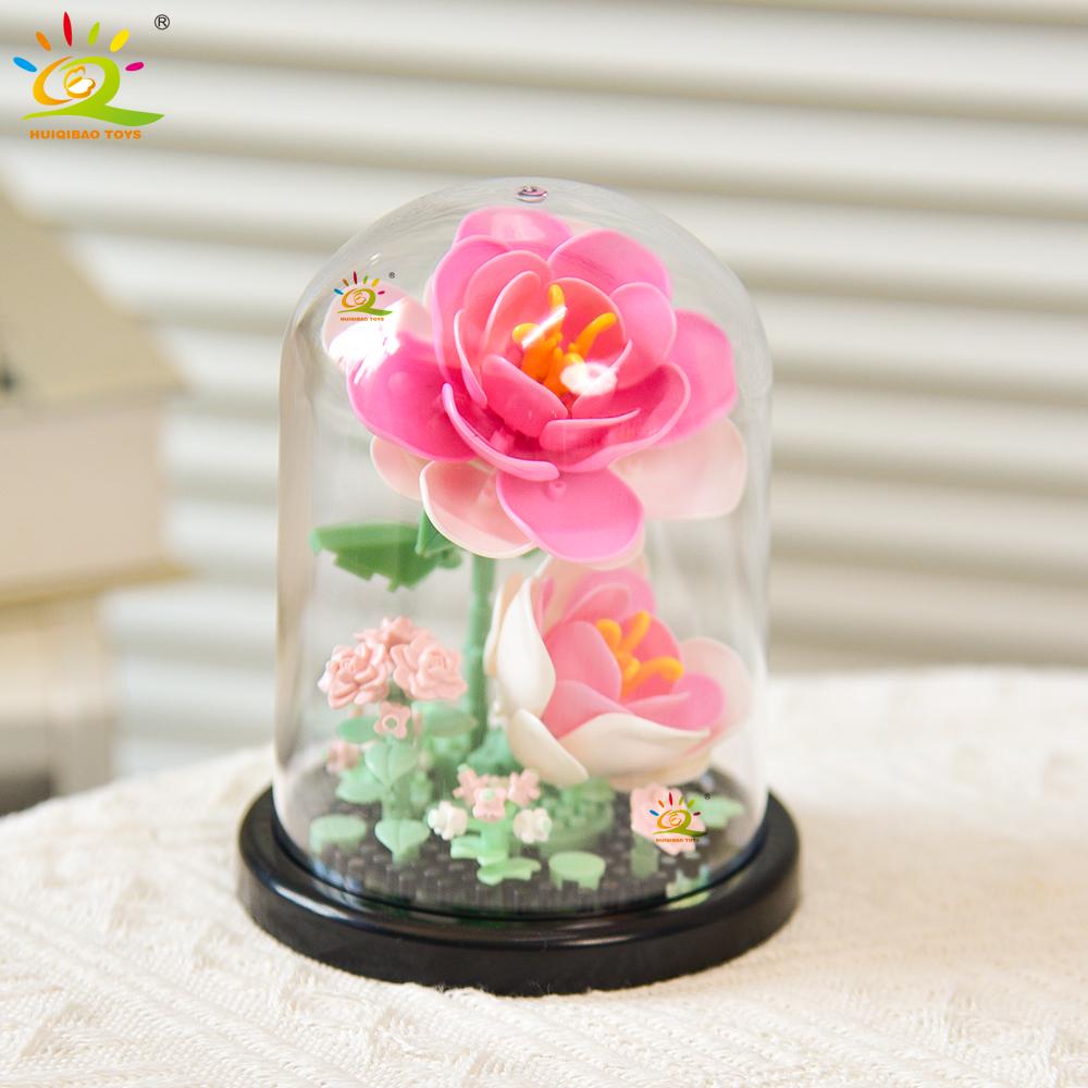 Non-Toxic Moc Eternal Bouquet Display Box Micro Building Block Flower Model Diy Home Desk Plant Decoration Brick Toy For Children