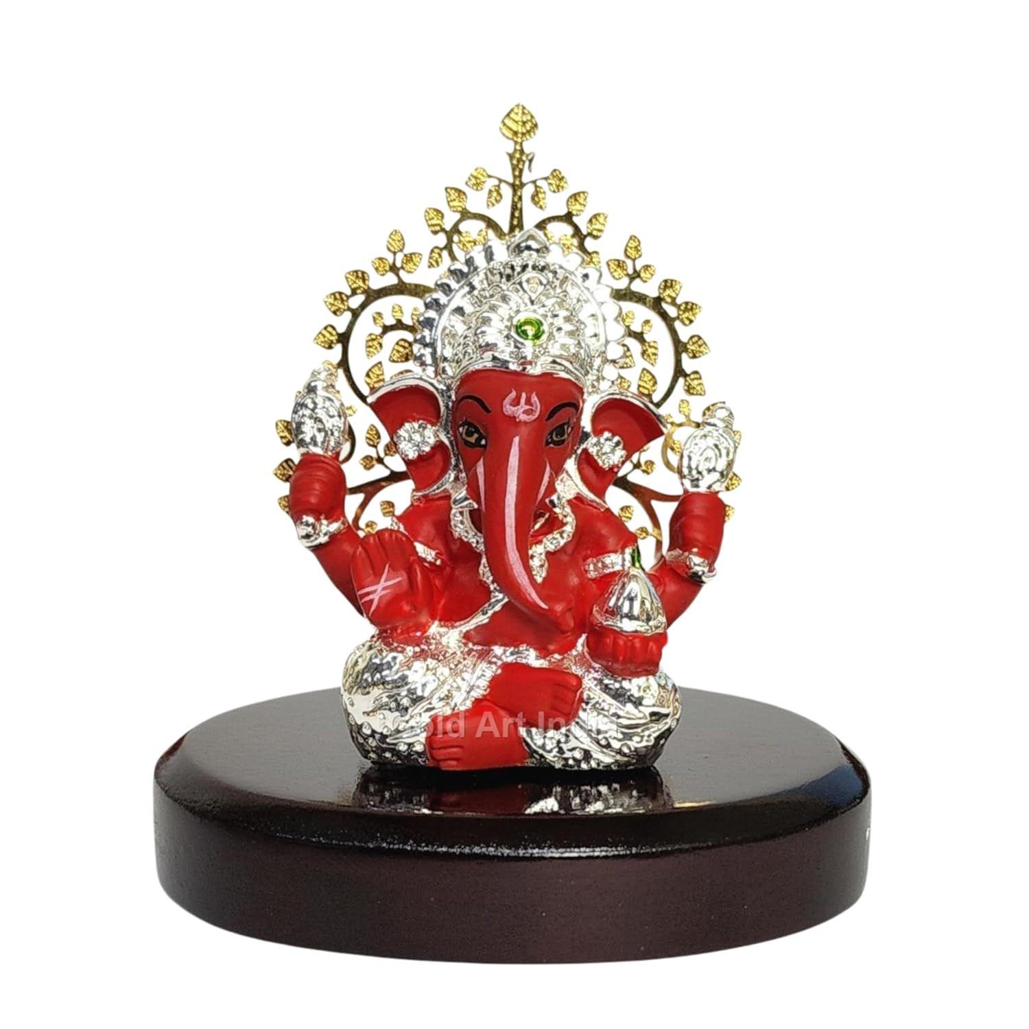 

Идол Господа Ганеши Дерево Калпаврикша Идол Ганеши для Входа в Дом Ганеша Джи для Приборной Панели Автомобиля серебряный/красный