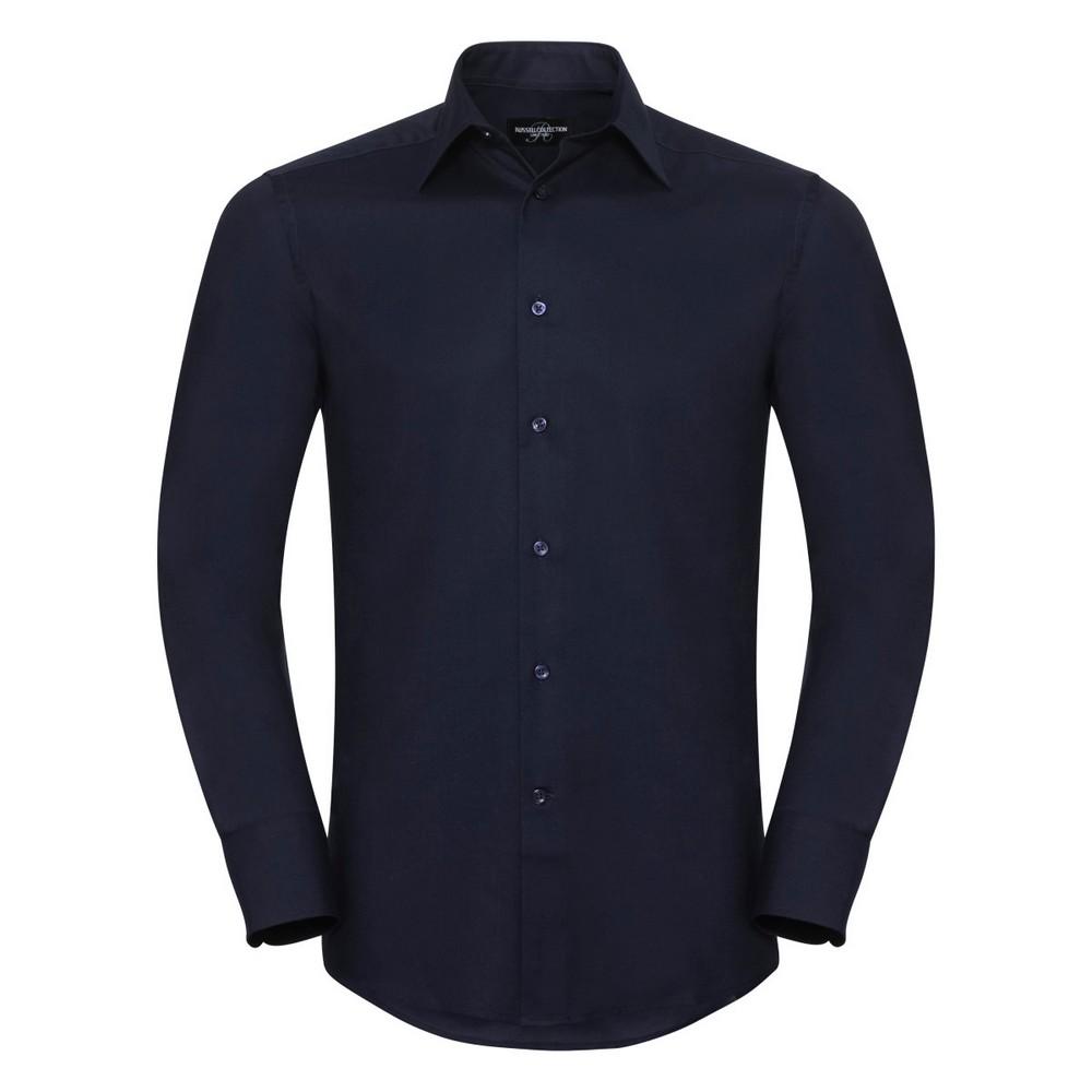 Russell Collection Mens Long Sleeve Easy Care Tailored Oxford Shirt