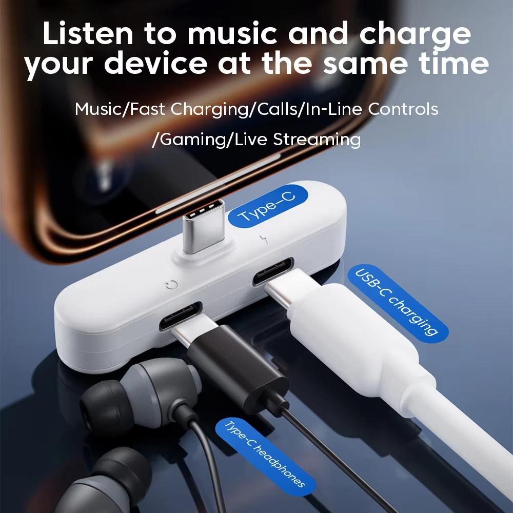 2-in-1 USB C Headphone Adapter with Phone Stand Type C OTG Splitter for Fast Charging & Audio for Phone