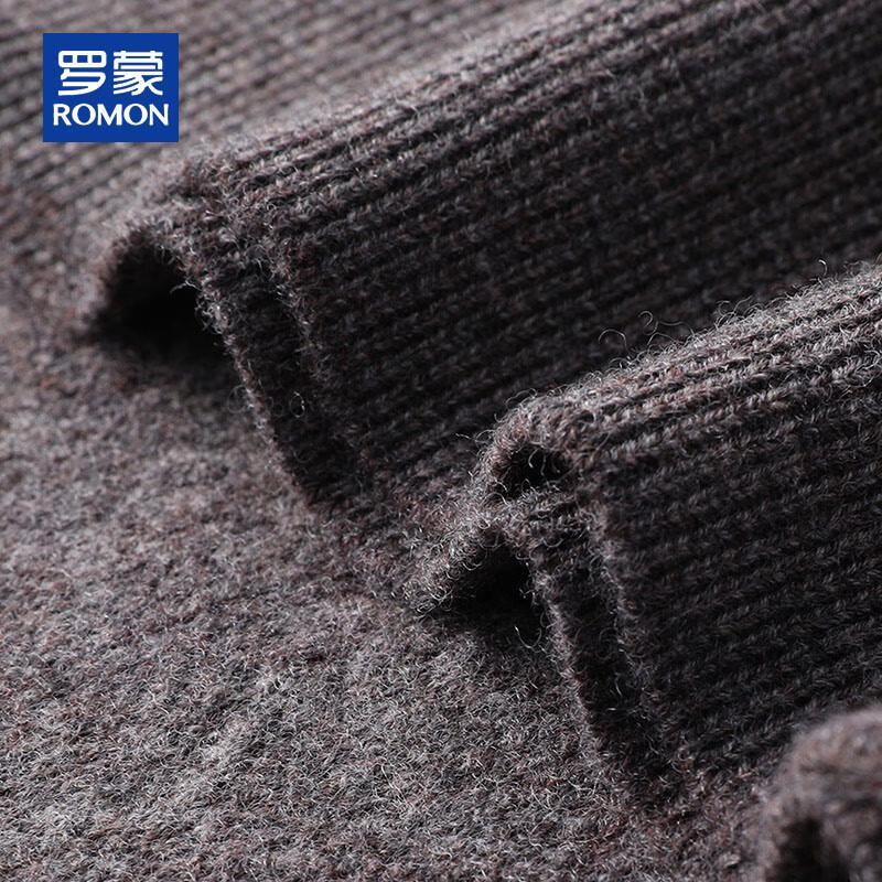 ROMON Men's 100% Pure Wool V-Neck Thickened Pullover Sweater