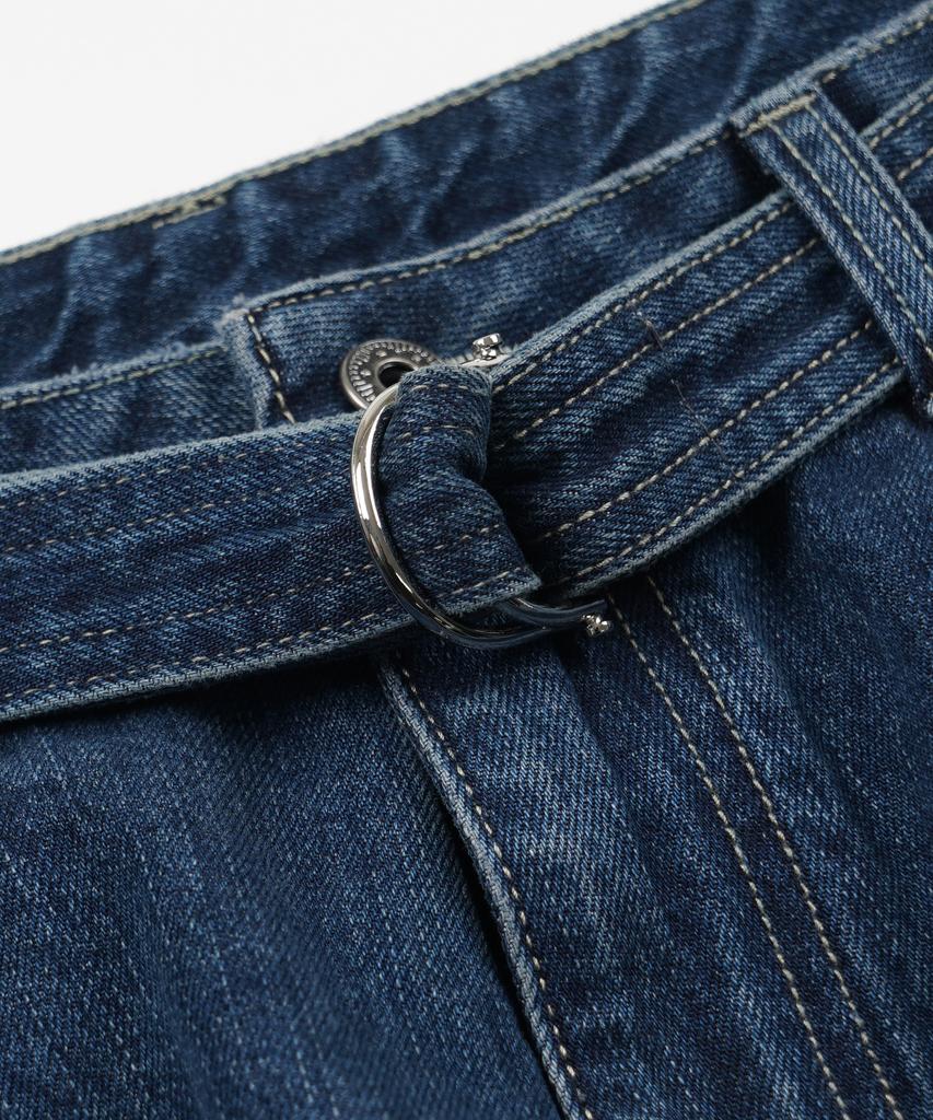 FRIZMWORKS Lyocell Belted Denim Shorts _ Mid Blue