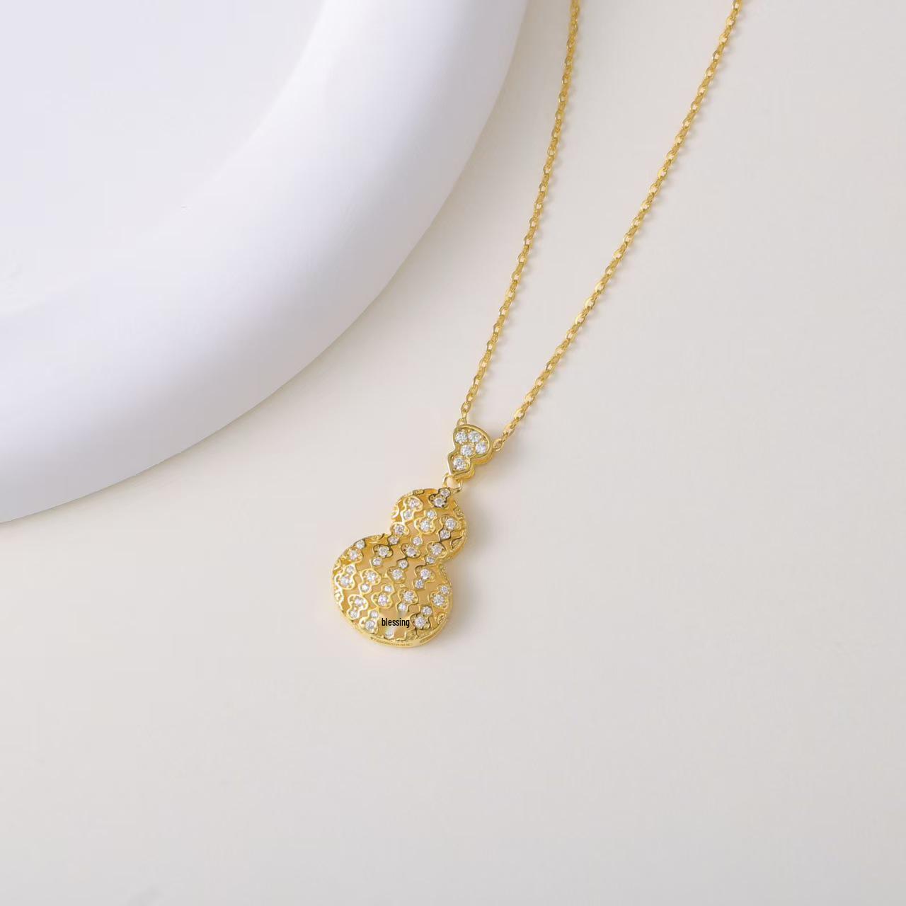 S925 Sterling Silver Zircon Gourd Pendant Necklace - Luxury, Versatile, and Elegant 925 Silver