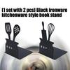 2Pcs Black Metal Bookends Kitchenware Themed Book Stoppers Heavy Duty Desk Book Organiser For Office Home Library School