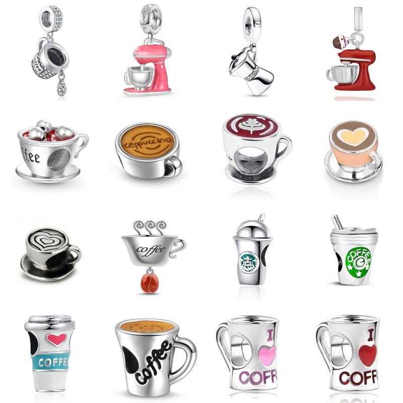 Brand New Copper Metal Coffee Cups & Coffee Machines Charm Bead Component Bead Components Compatible With Authentic Original Bracelet High Quality